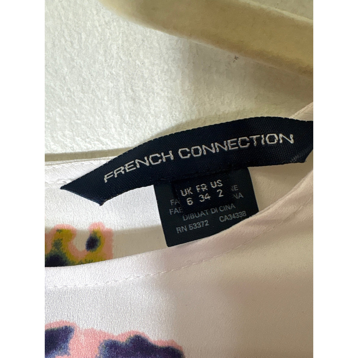 French Connection White Floral Long Sleeve Tunic Sz 2