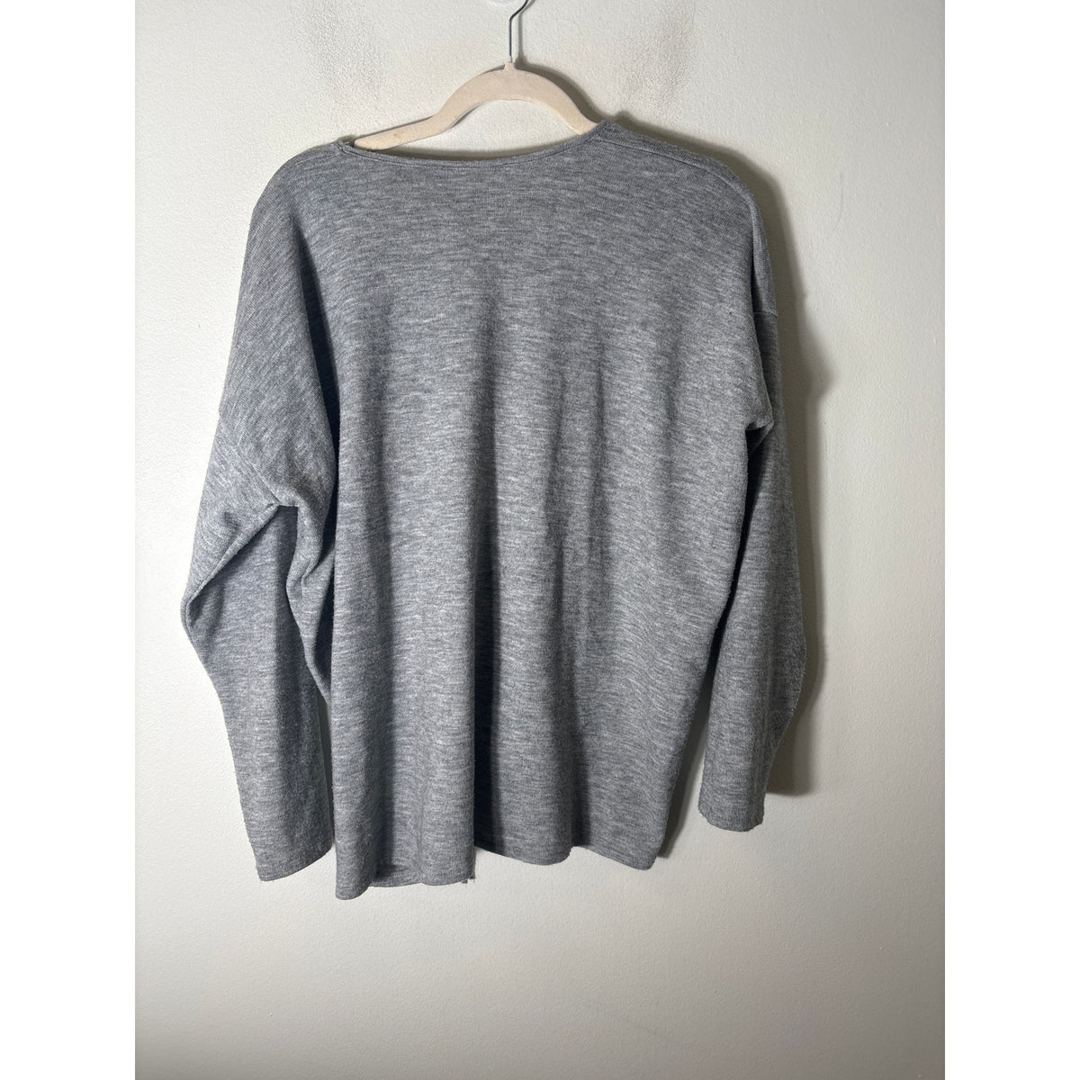 Zara Gray Long Sleeve Knit Shirt Sz M