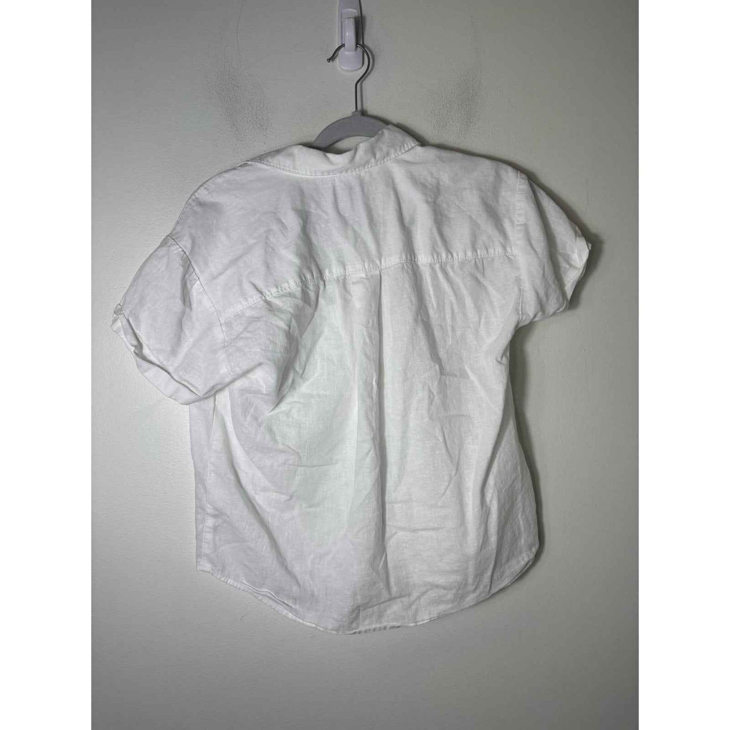 J.Crew White Short Sleeve Button Up Linen Shirt Sz XS