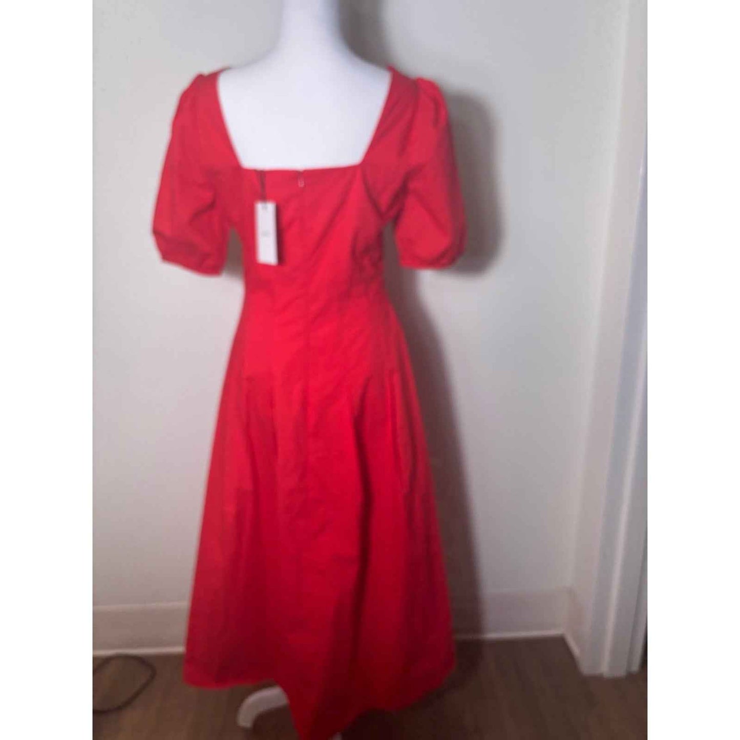 NWT Greylin Red Cotton Puff Sleeve Maxi Dress Sz S