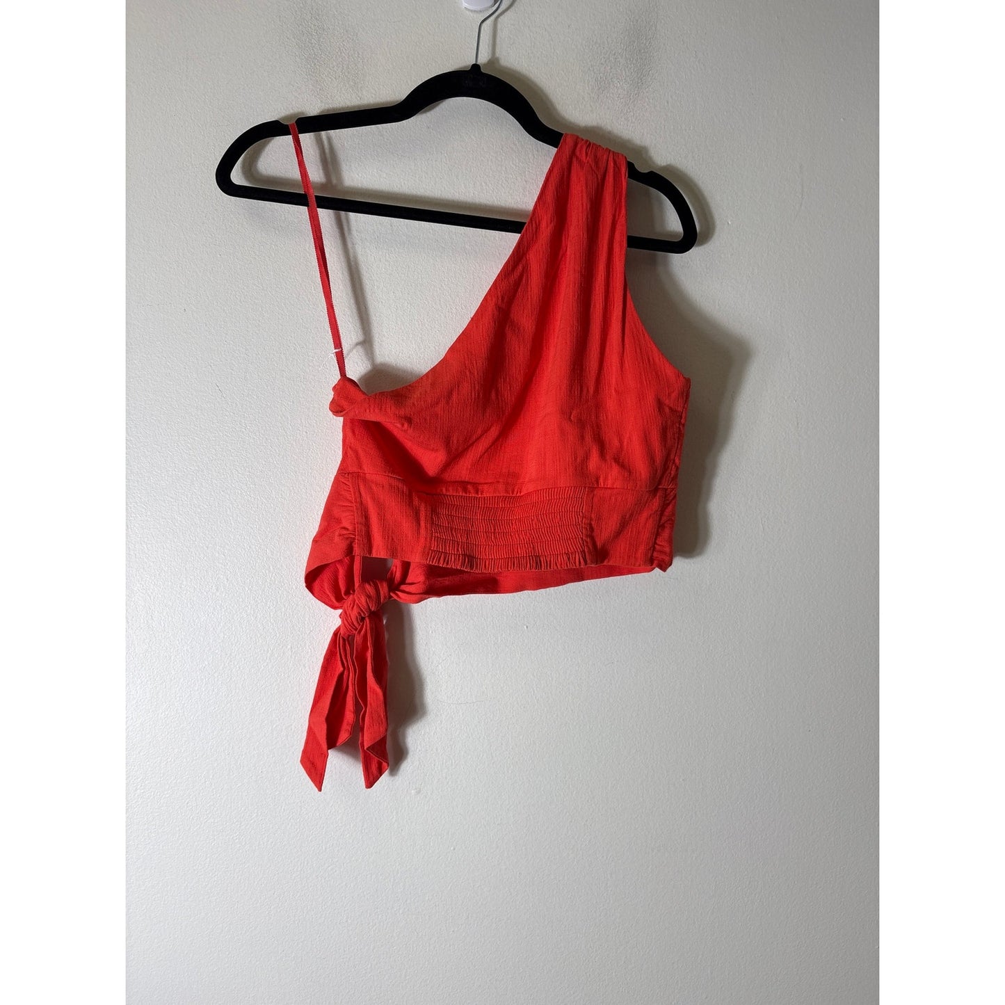 Free People Orange On Shoulder Side Tie Top Sz S