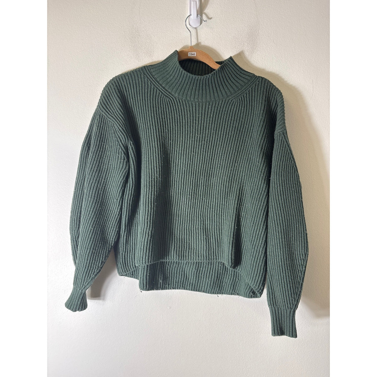 Maeve Green Ribbed Turtleneck Sweater Sz XS