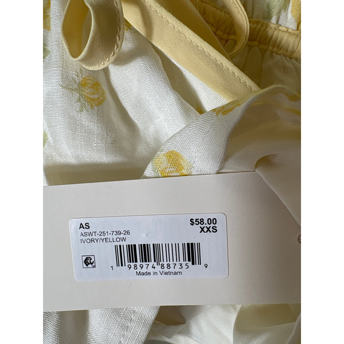 NWT Altar'd State Ivory and Yellow Cropped Babydoll Topn Sz XXS