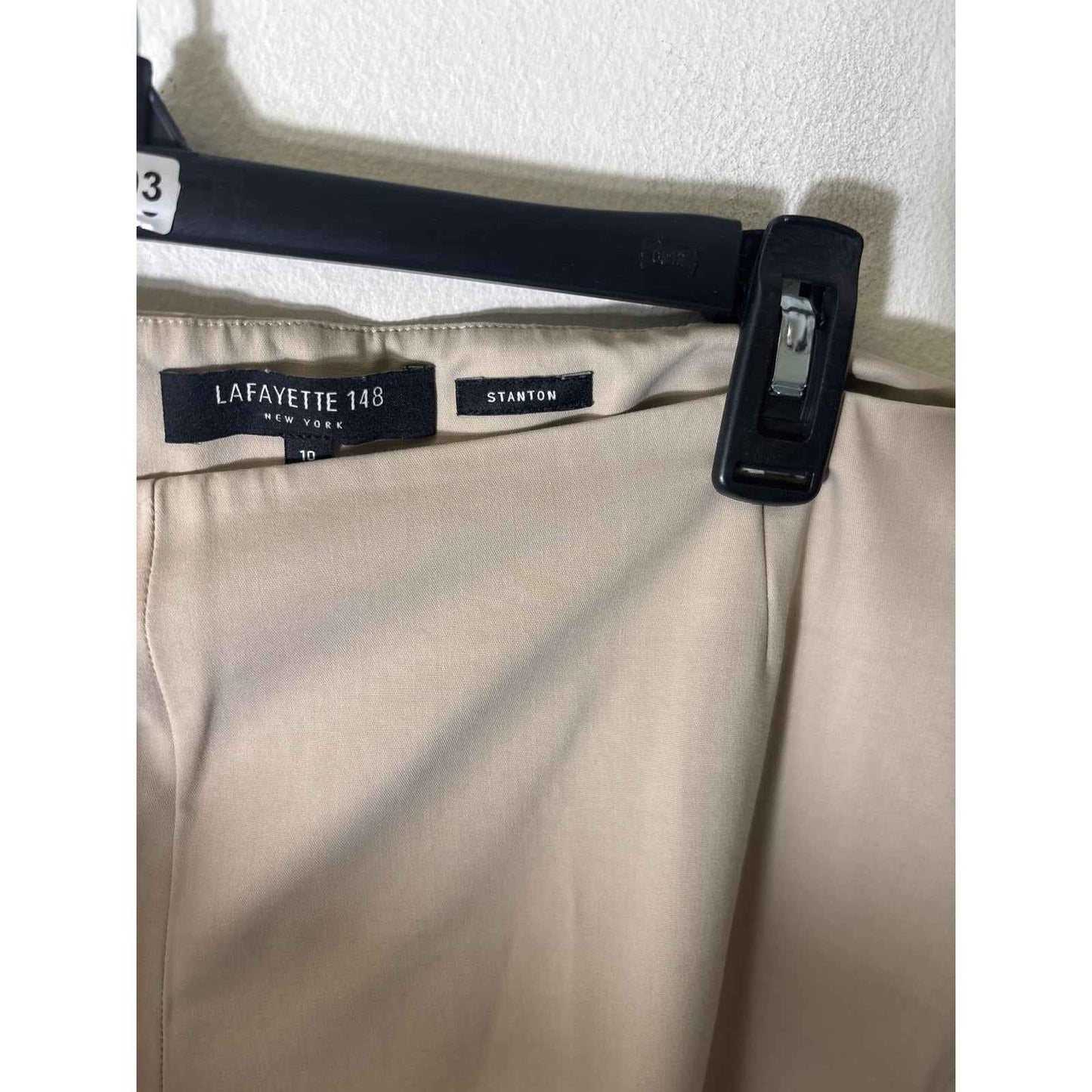 Lafayette 148 Khaki "Stanton" Side Zip Cropped Flat Front Pants Sz 10