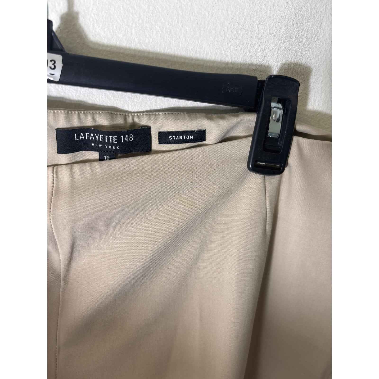 Lafayette 148 Khaki "Stanton" Side Zip Cropped Flat Front Pants Sz 10