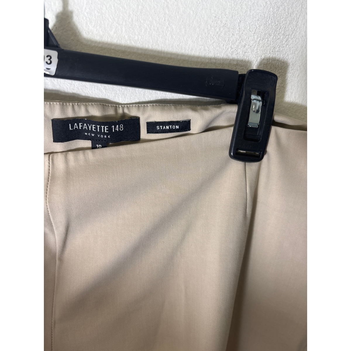 Lafayette 148 Khaki "Stanton" Side Zip Cropped Flat Front Pants Sz 10