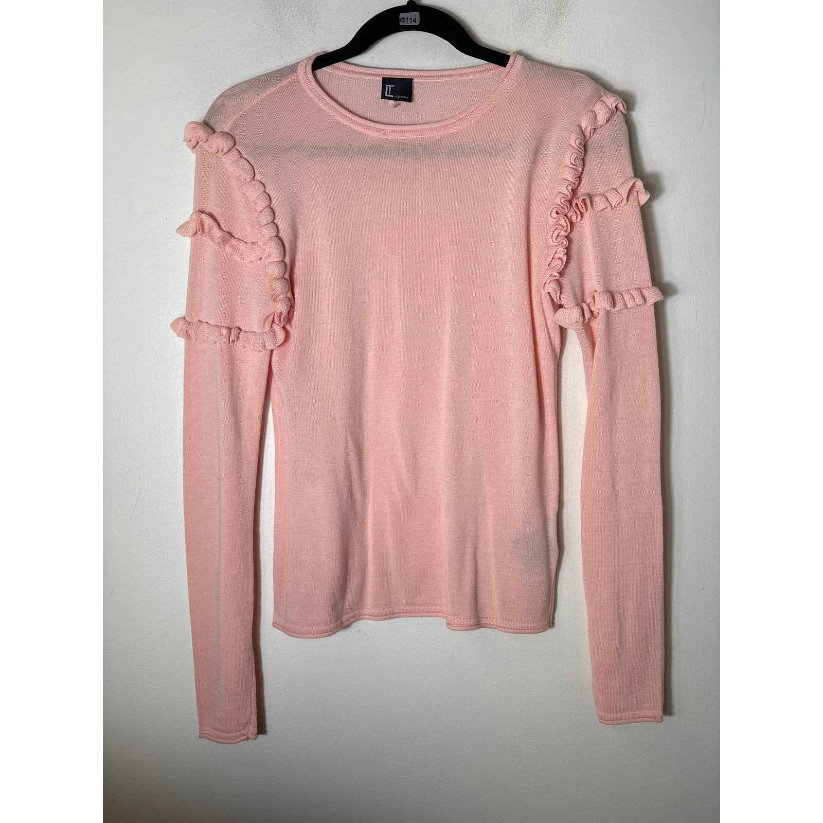 Love Token Pink Ruffled Pullover Sweater Sz S