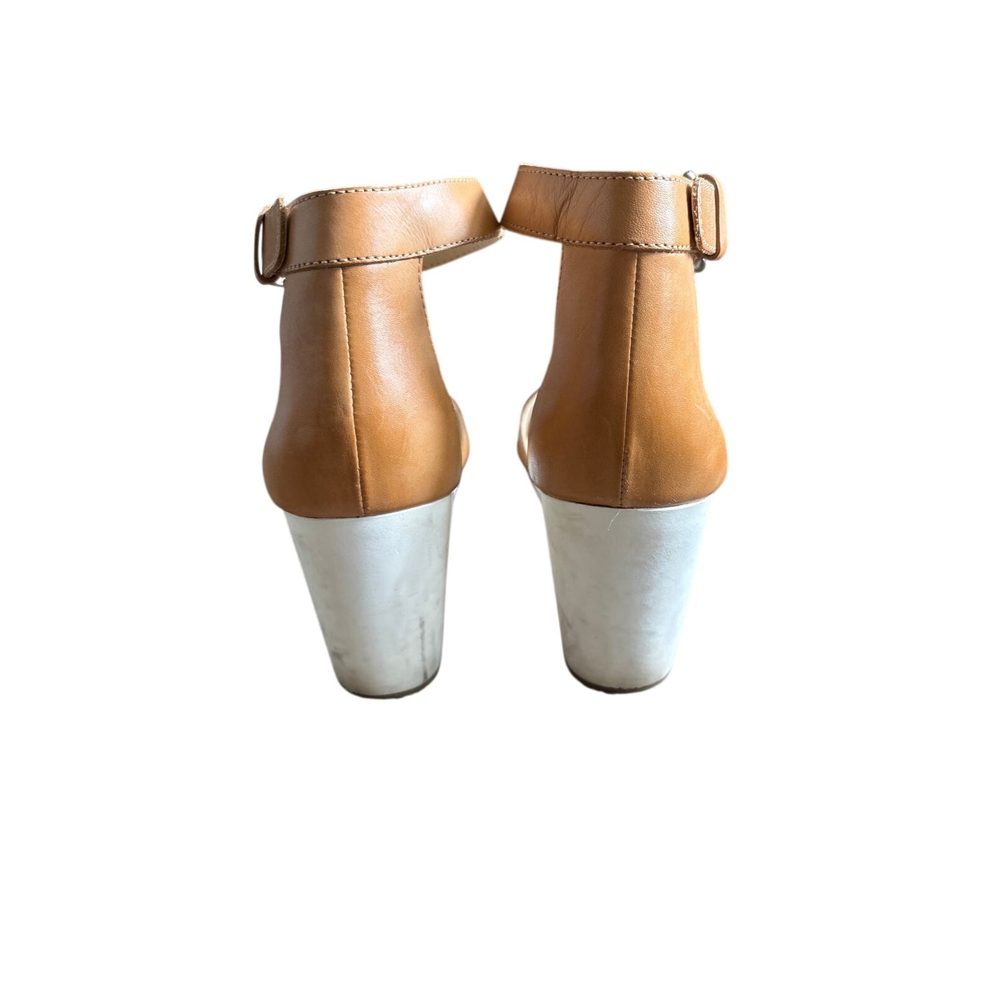 Dr. Scholls Brown Leather Ankle Strap Wedge Sandals Sz 7.5