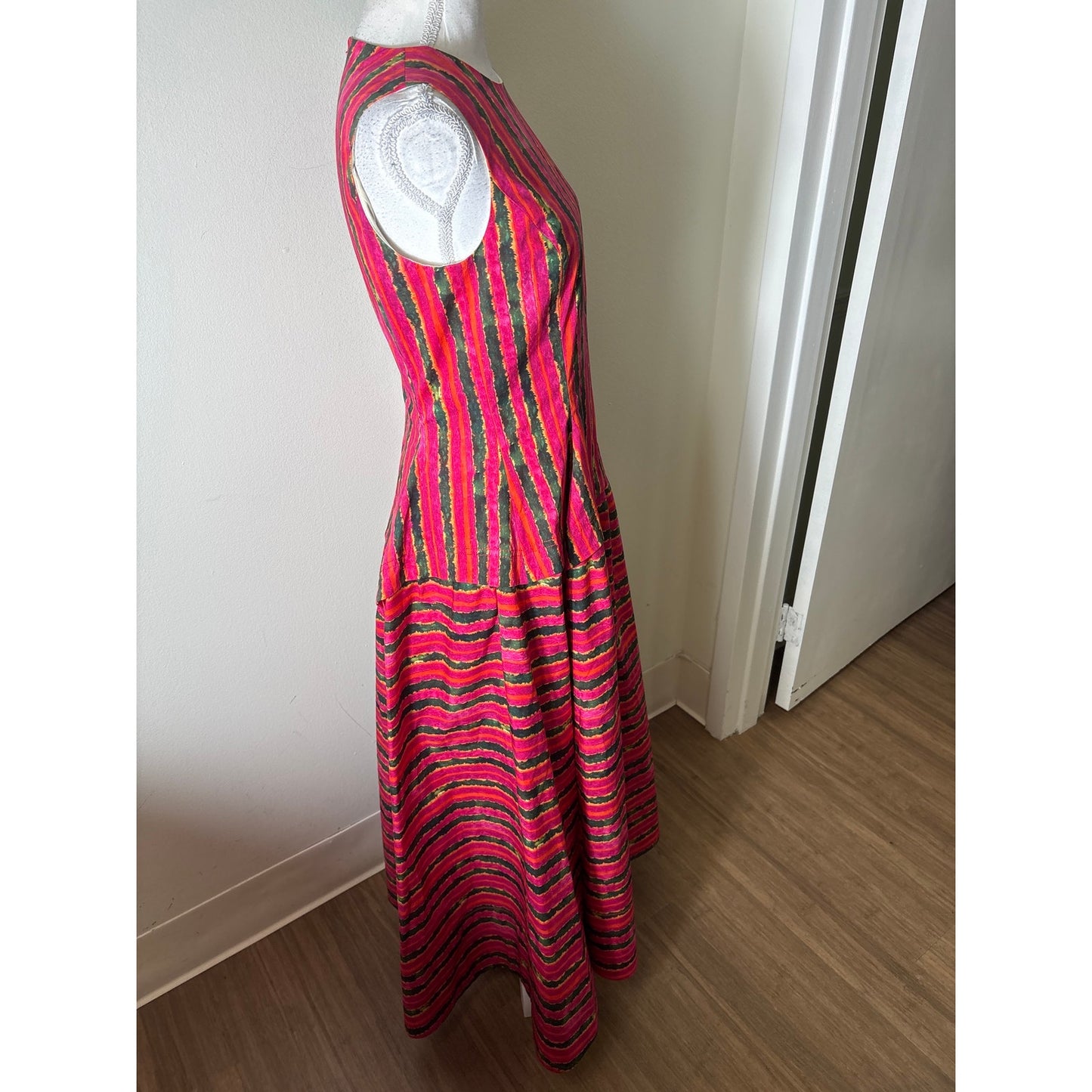 Amir Taghhi SPink Orange Green Sleeveless Sara Maxi Dress Sz 4