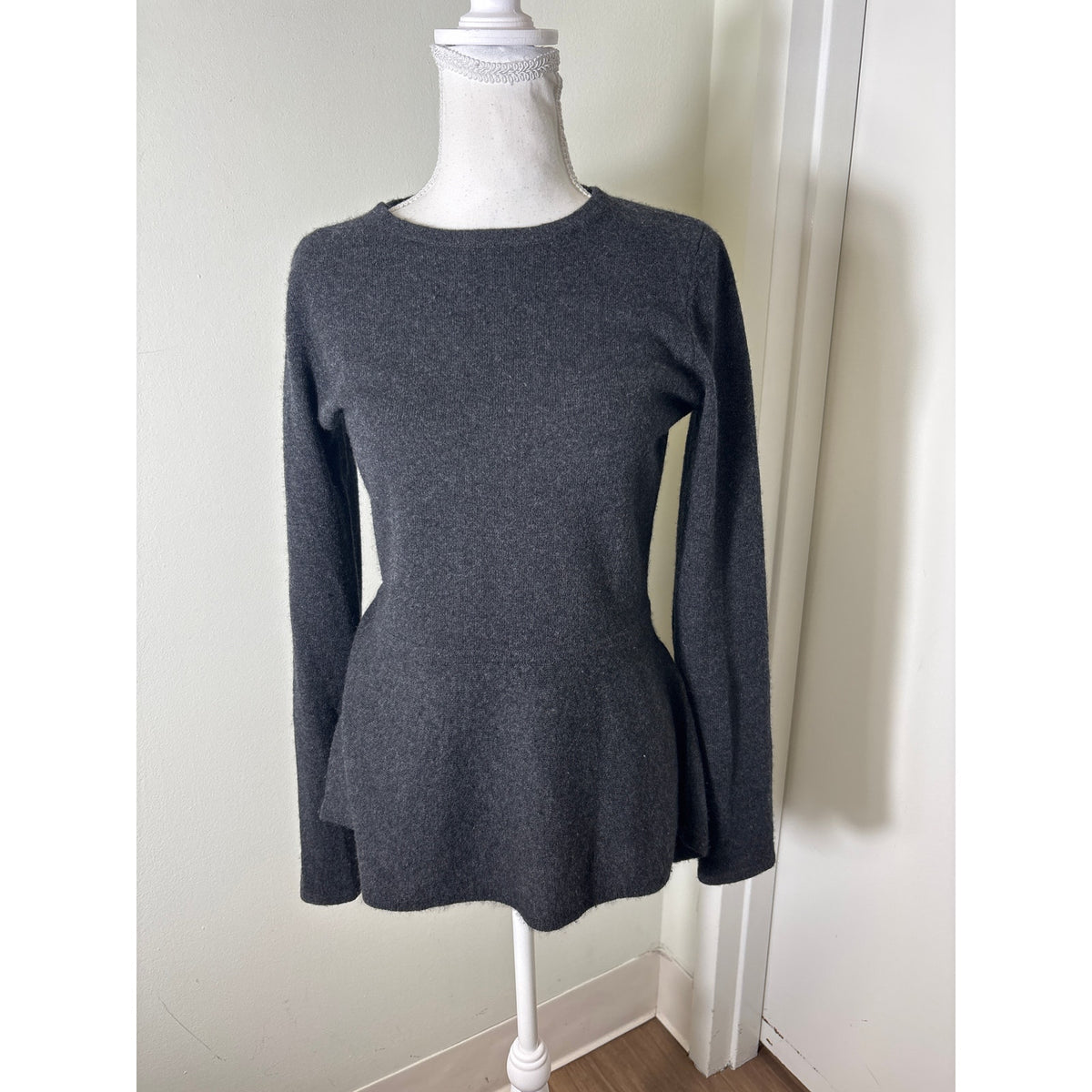 Autumn Cashmere Gray High Low Peplem Sweater Sz S