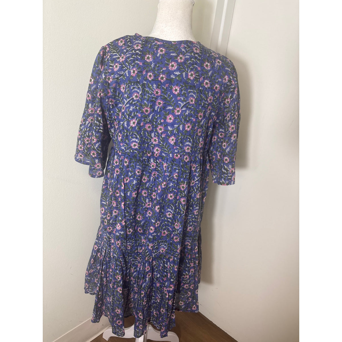 NWT India Collection by Emerson Fry Purple & Pink Floral Baby Doll Dress Sz M/L