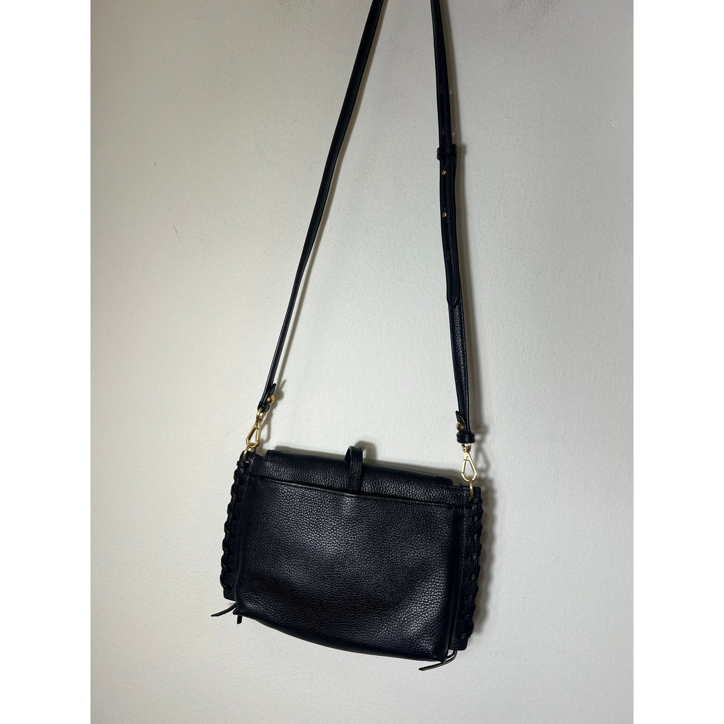 Annabell Ingall Australia Black Pebbled Leather Crossbody Bag