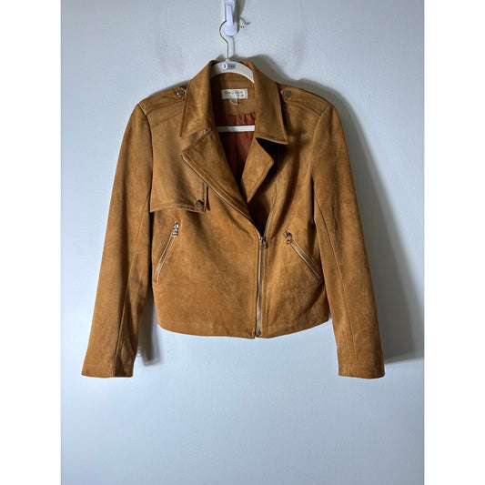 See U Soon Camel Colored Long Sleeve Faux Suede Jacket Sz S