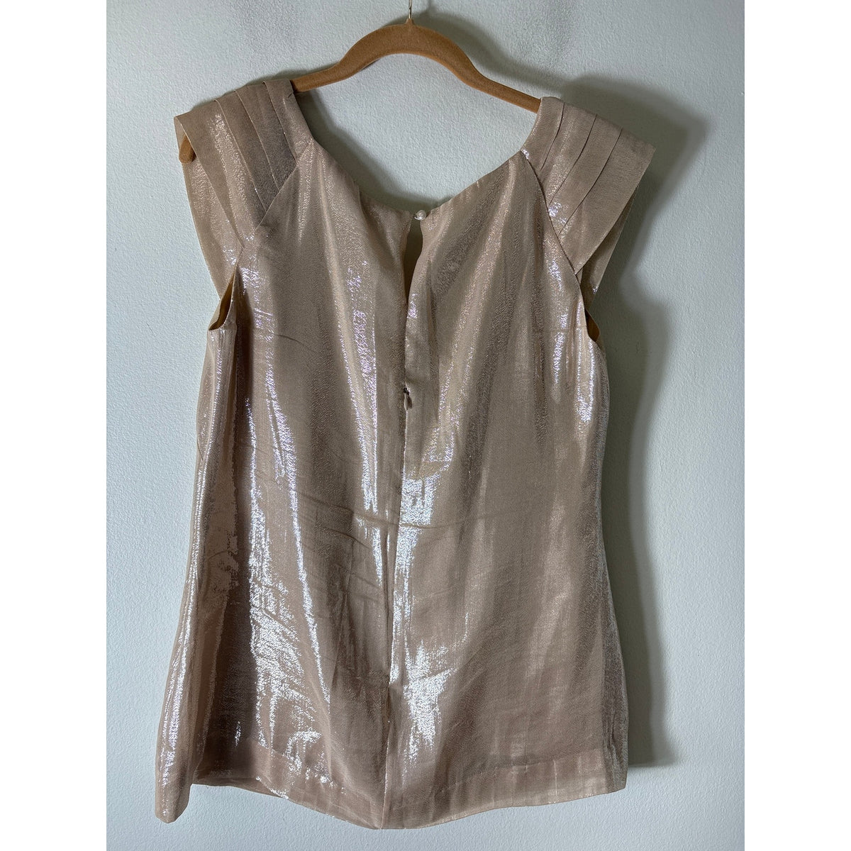 Yoana Baraschi Champagne Shimmery Sleeveless Top Sz 10