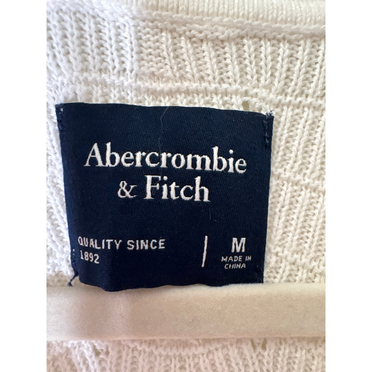 Mens Abercrombie & Fitch Cream Button Up Knit Sweater Top Sz M