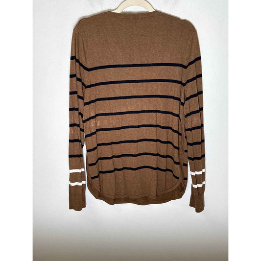 Elliot Lauren Brown Black Stripe Long Sleeve Sweater Sz XL