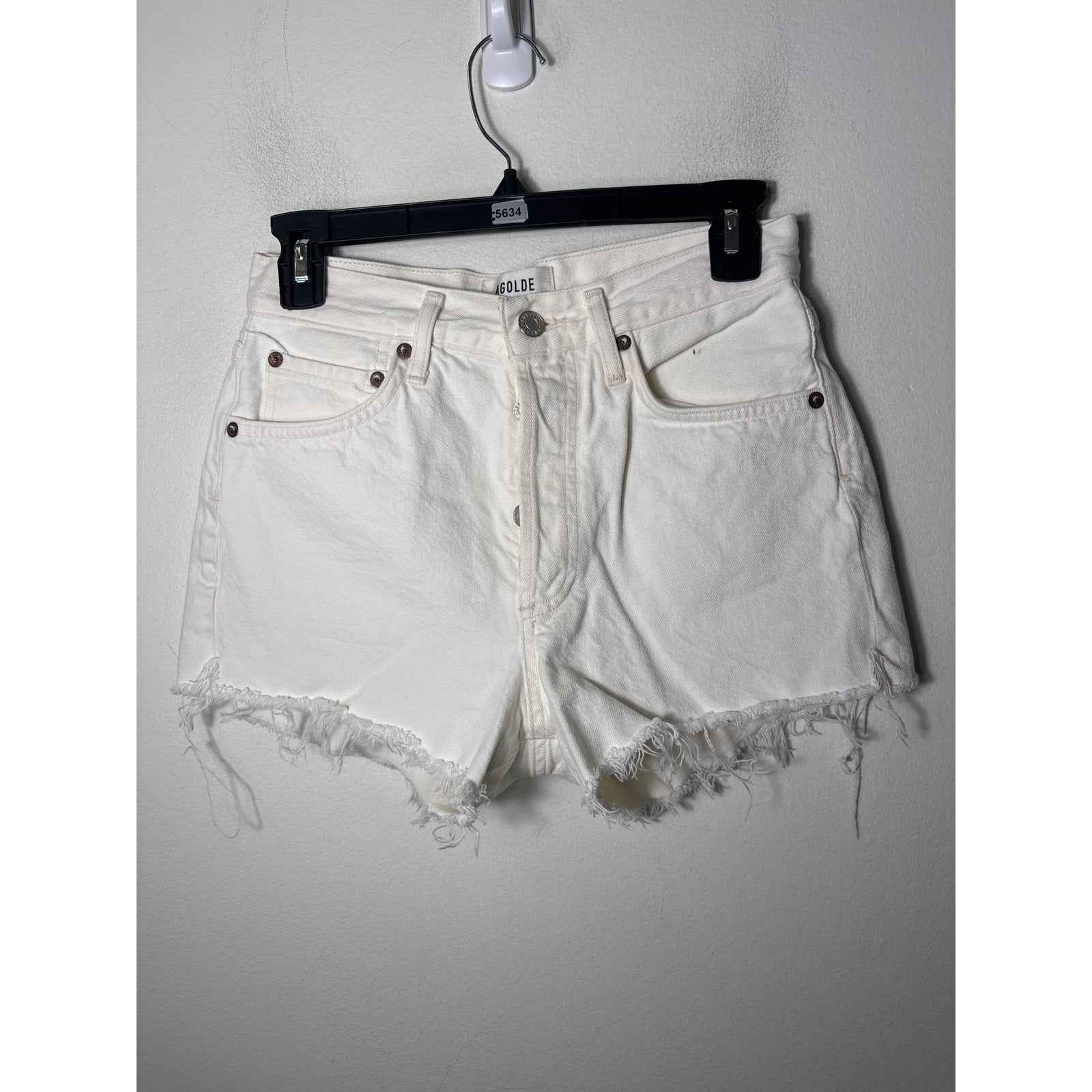 Agolde White Denim Cutoff Shorts Sz 24