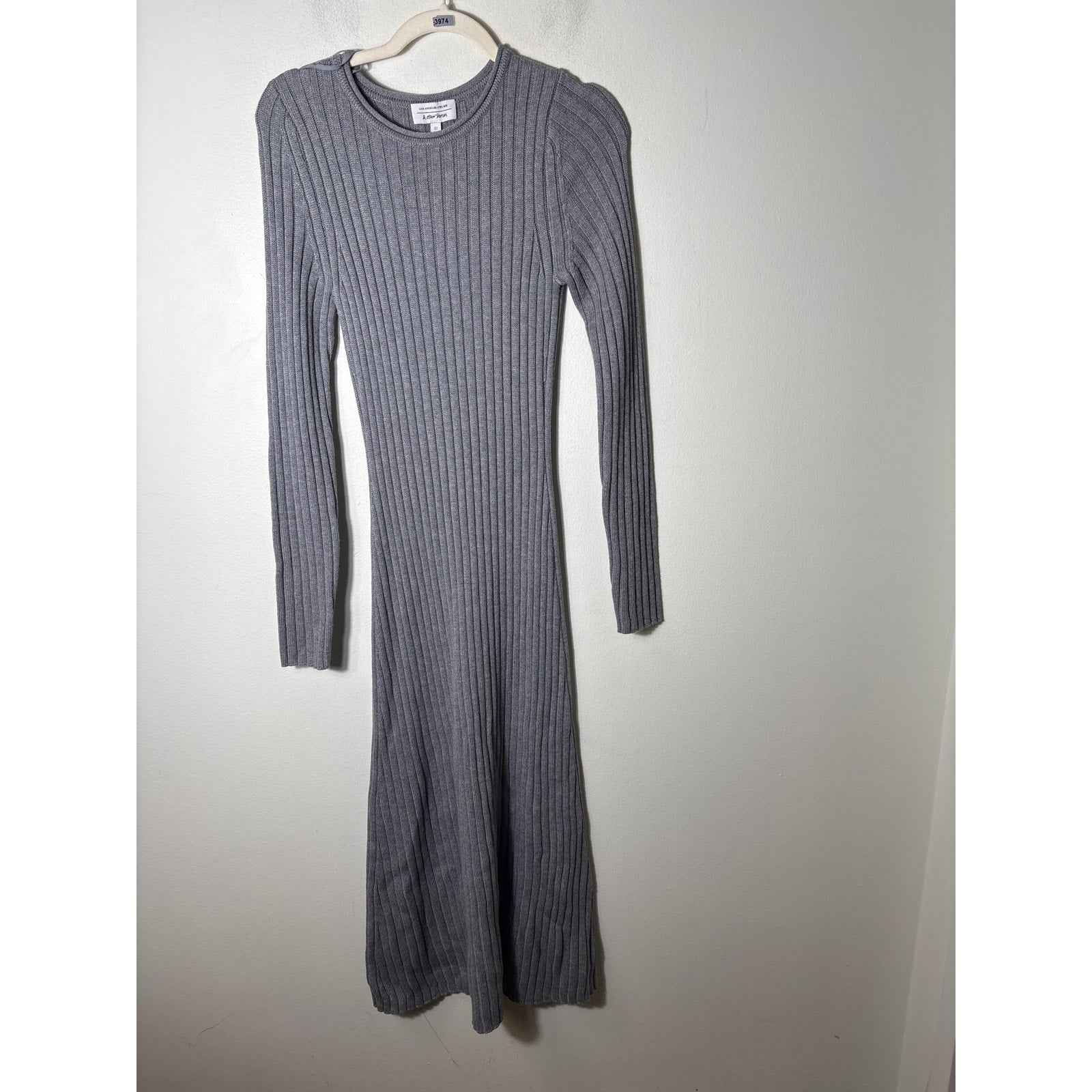 Los Angeles Atalier and Other Stories Gray Knit Body Con Ribbed Maxi Dress Sz S