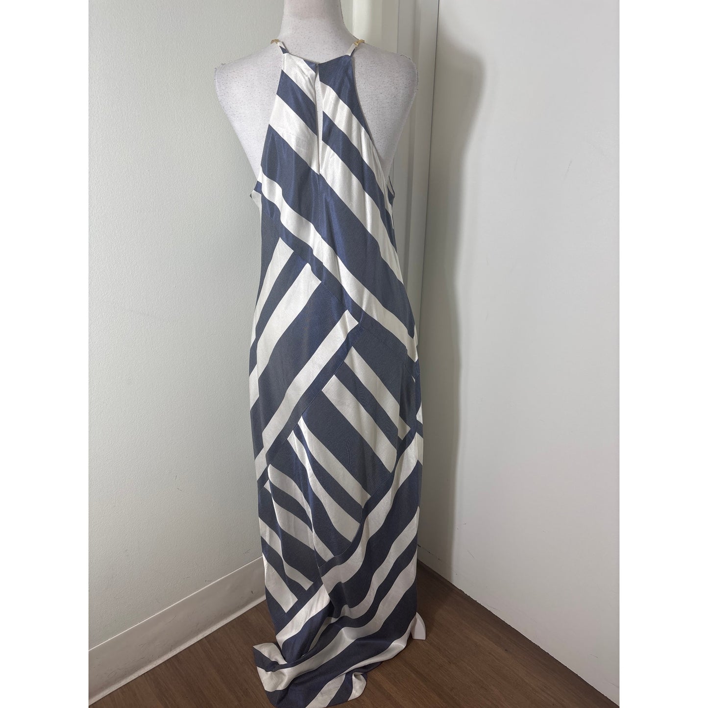 Trina Turk White and Blue Stripe Sleeveless Maxi Dress Sz 10