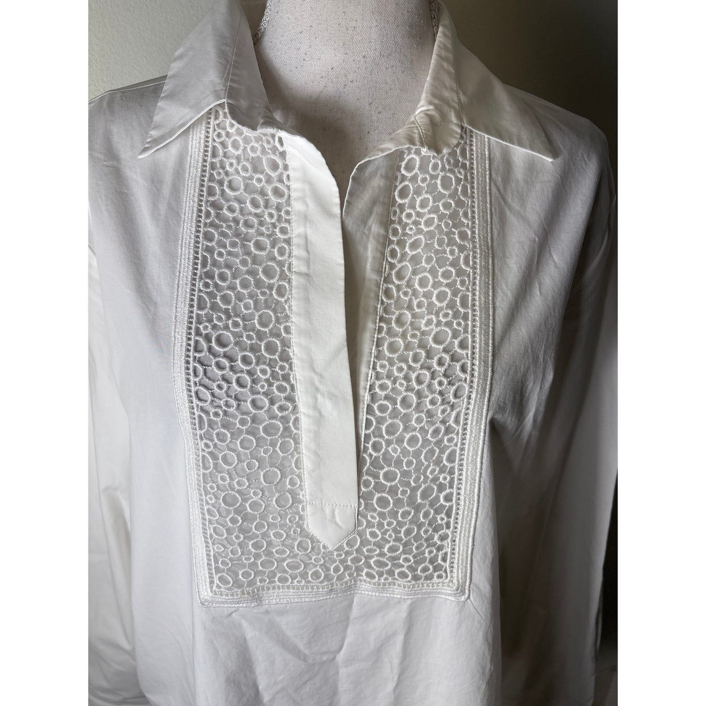 Silvia Tcherassi White Bega With Sheer Detail Inset Blouse Sz M