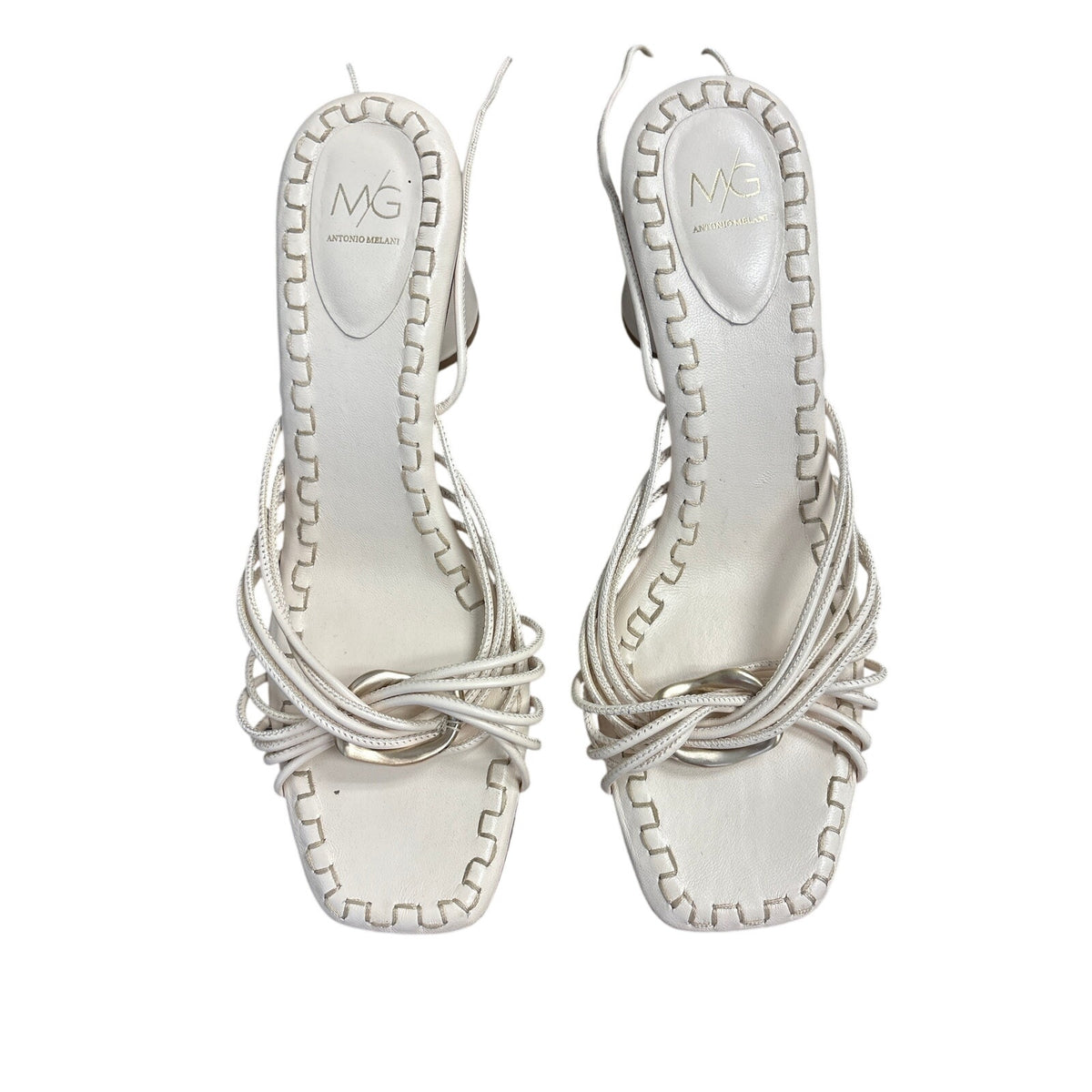 Antonio Melani M/G Cream Strappy Block Sandals Sz 9