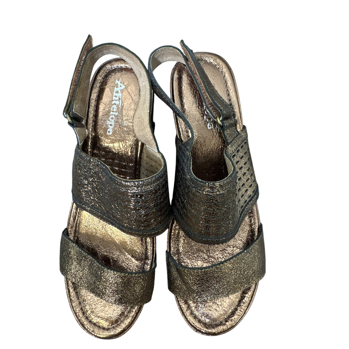 Antelope Bronze Two Strap Wedges Sz 38 (7.5)