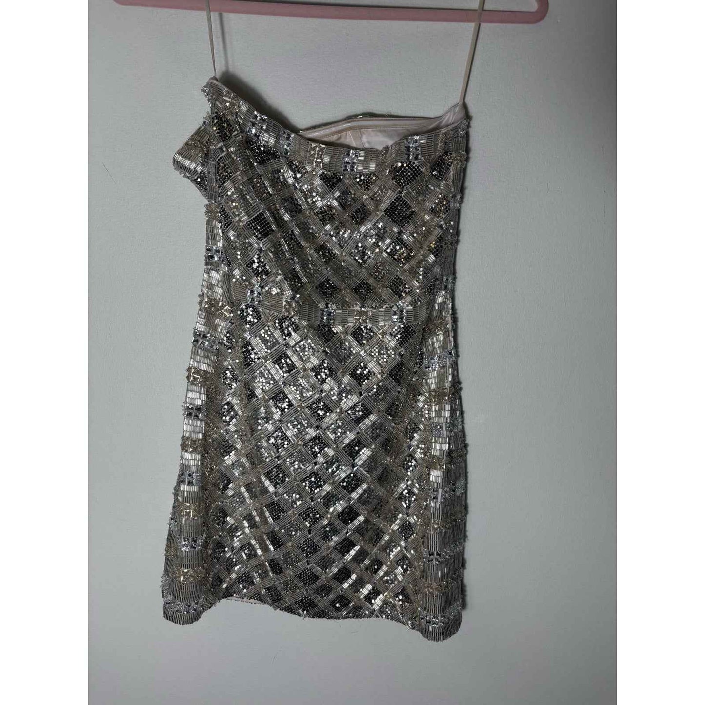 Retrofete Women's Silver and Gold Beaded "Heather"  Mini Dress XS