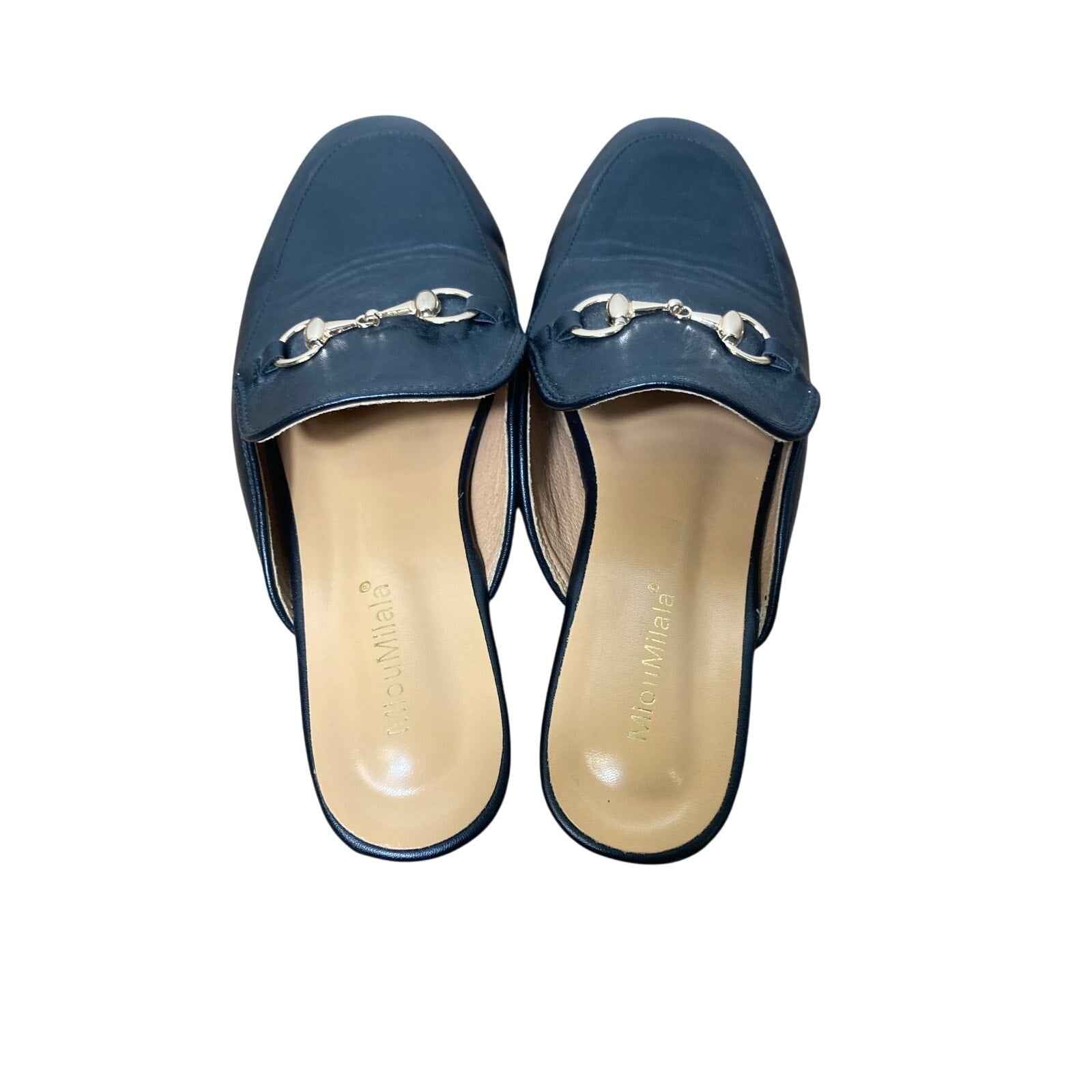 Miou Miliaia Black With Gold Horse Bit Slip On Shoes Sz 39 (8)