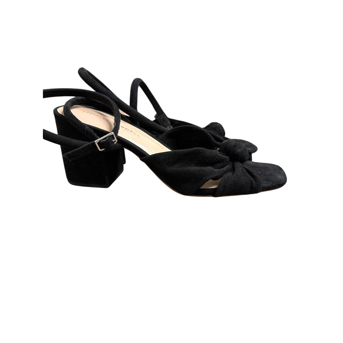Loeffler Randall Black Suede Knotted Ankle Strap Winter Sandal Sz 8.5