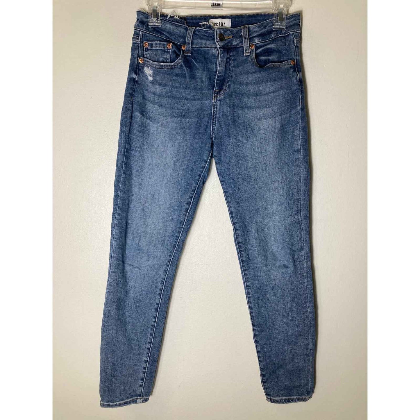 Pistola Blue Distressed Skinny Ankle Jeans Sz 26