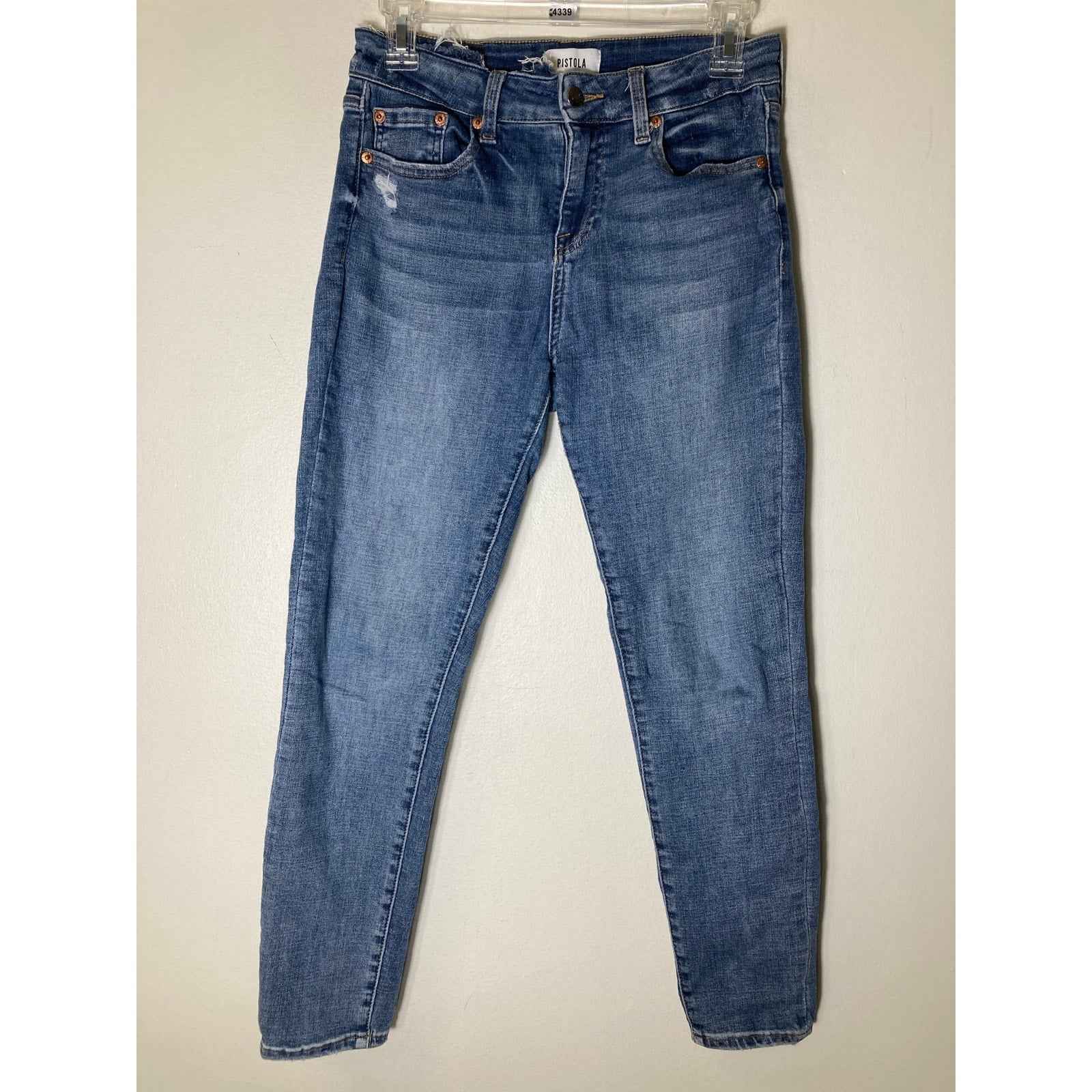 Pistola Blue Distressed Skinny Ankle Jeans Sz 26