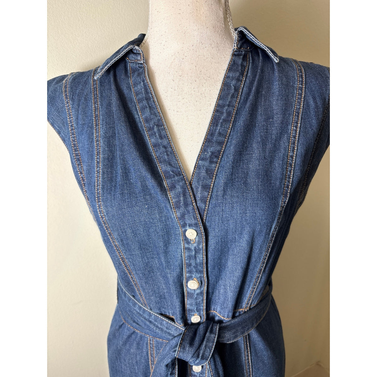 Veronica Beard Jeans Cap Sleeve Button Up Maxi Dress Sz 4