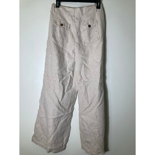 4Our Dreamers Tan Linen Wide Leg Pants Sz s