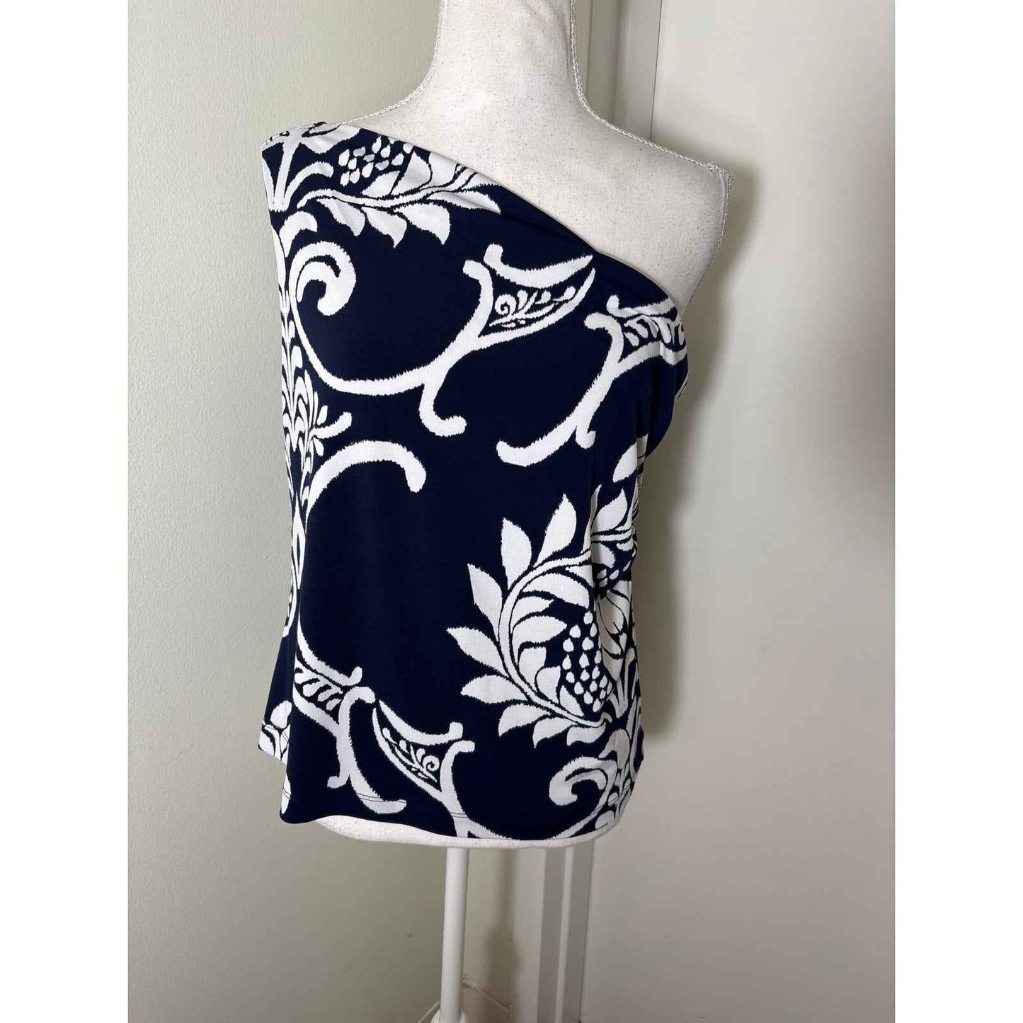 Clara Sun Woo Navy and White One SHoulder Pants Set Sz M