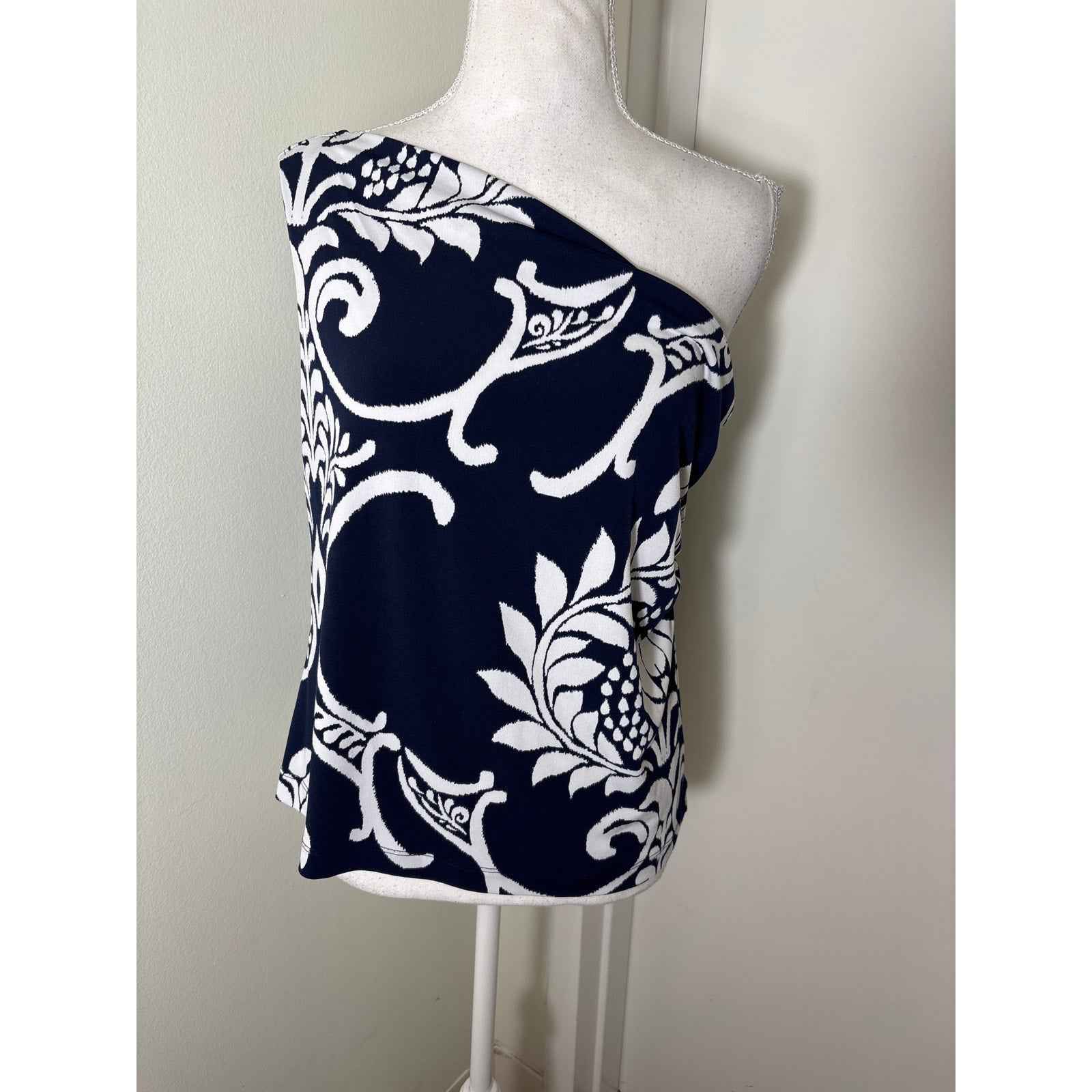 Clara Sun Woo Navy and White One SHoulder Pants Set Sz M