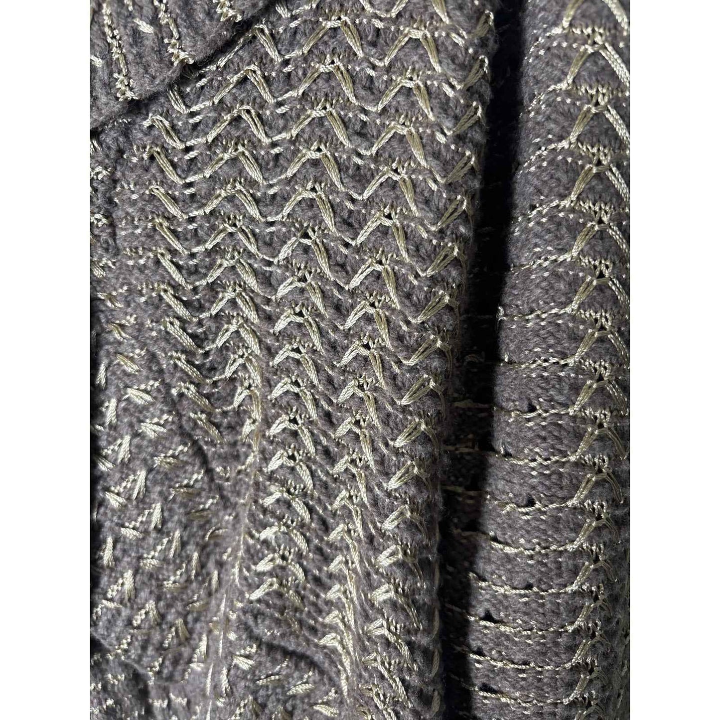 Charlie and Robin Brown Knit Open Cardigan Sweater with Gold Threading Sz S