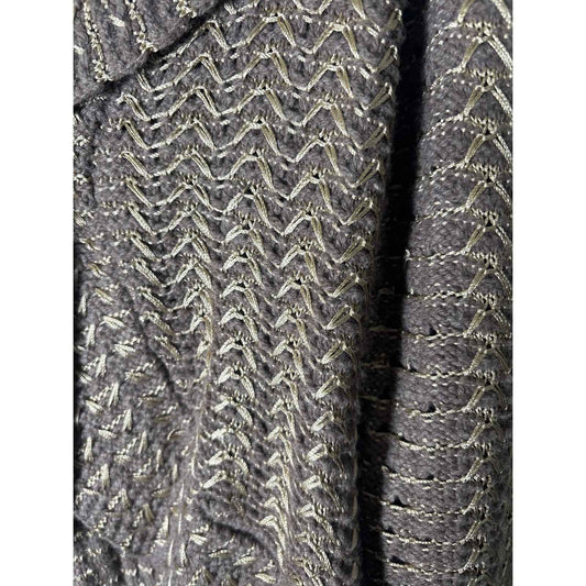 Charlie and Robin Brown Knit Open Cardigan Sweater with Gold Threading Sz S