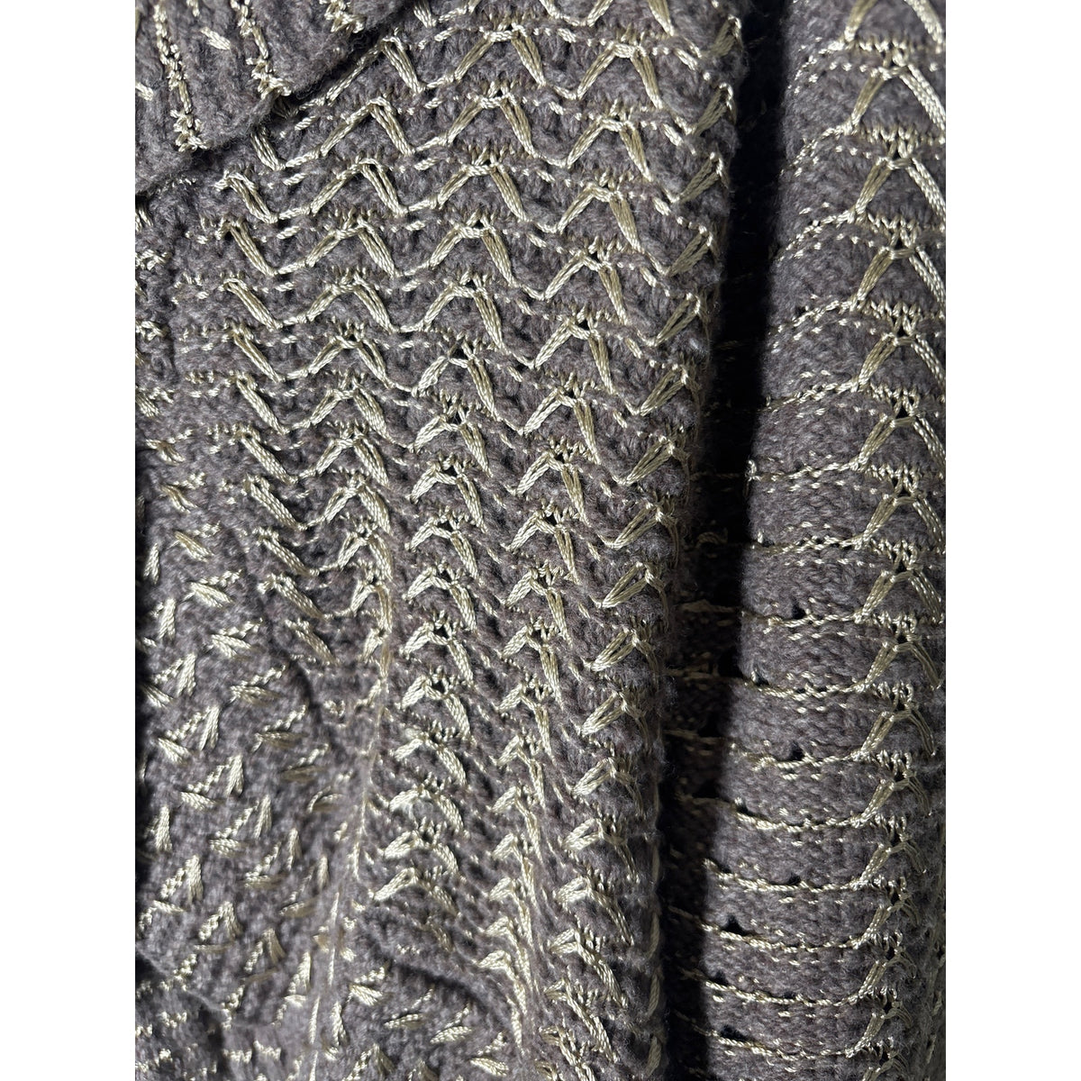 Charlie and Robin Brown Knit Open Cardigan Sweater with Gold Threading Sz S