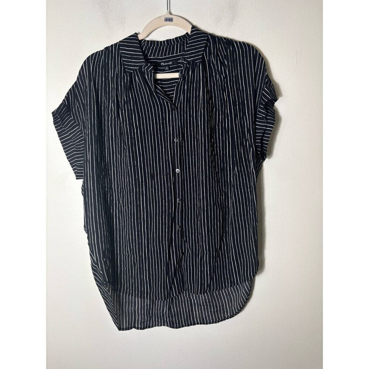 Madewell Black White Stripe Button Up Top XS