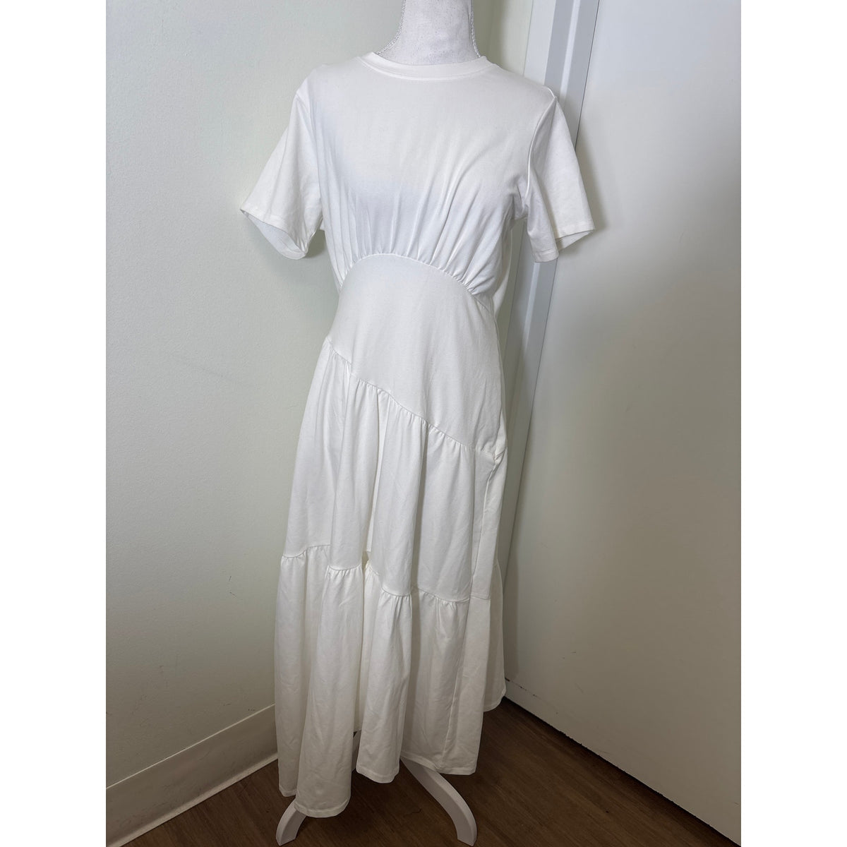 Robert Rodriguez White Short Sleeve Tiered Maxi Dress Sz M