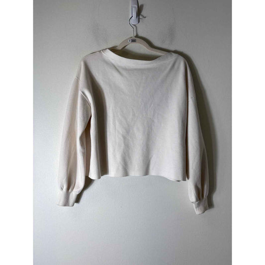 Alice + Olivia Off White Long Sleeve Wide Neck Sweater Sz M