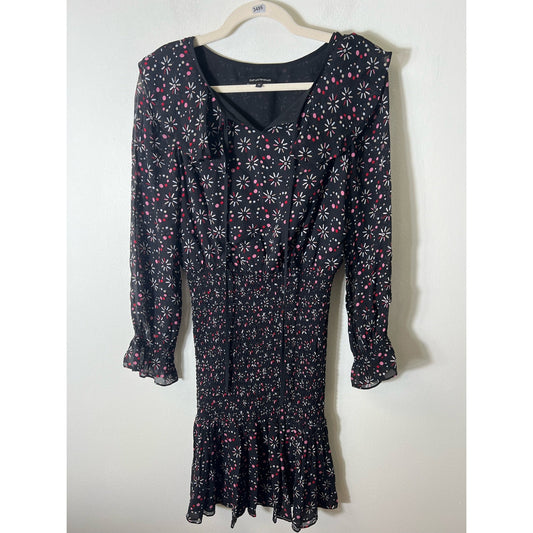 Emporio Armani Black Ruffled Neckline Midi Dress Sz 38