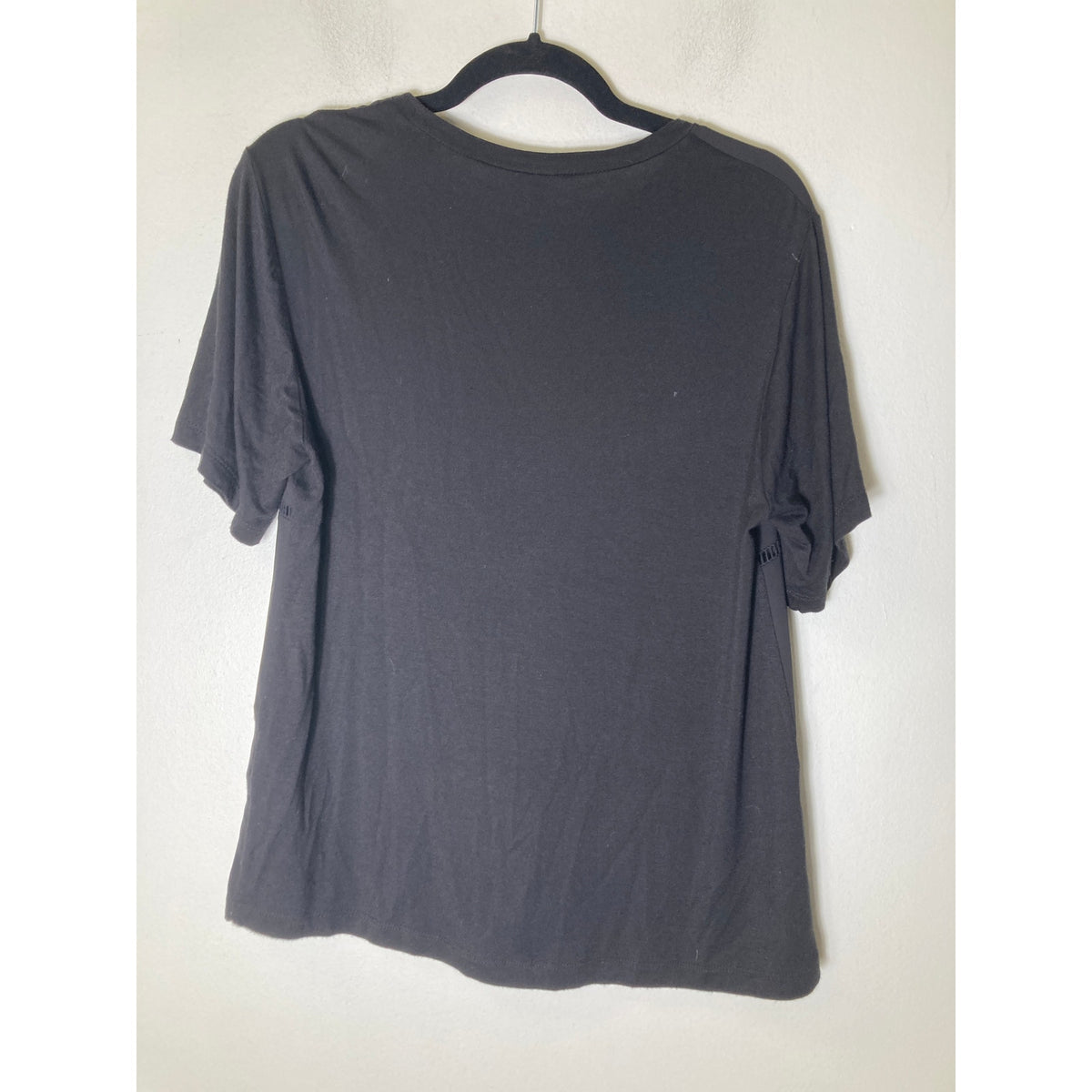 BCBG Generation Black Short Sleeve Mixed Media Shirt Sz S