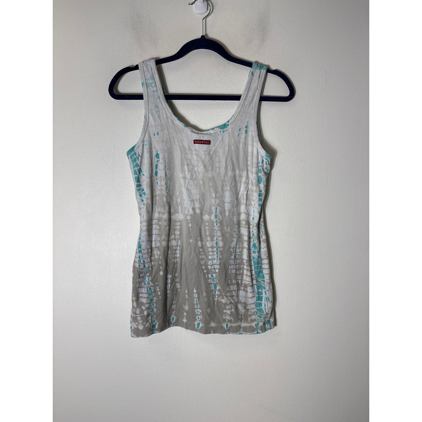 Hard Tail Teal Gray Tie Dye Sleeveless Athletic Tank Sz L