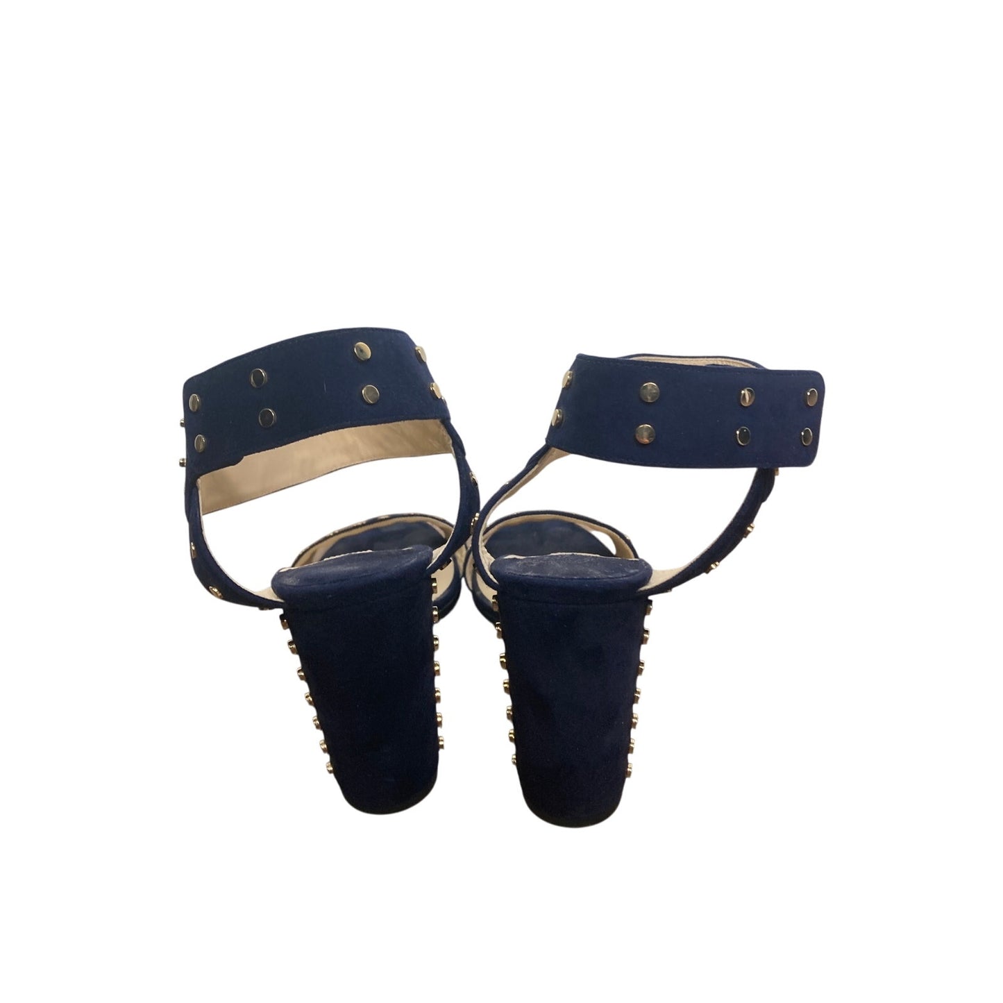 Jimmy Choo Navy Blue Velvet Sandel with 4" Heel Sz 38