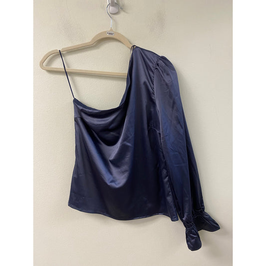 NWT Lena Navy One Shoulder Top Sz M