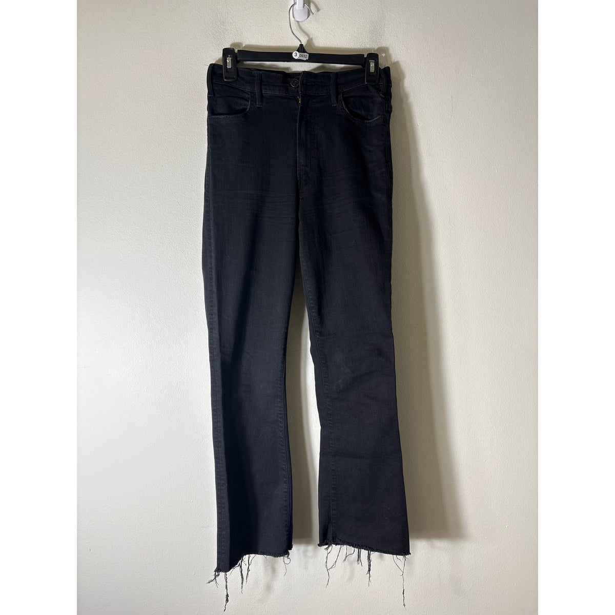 Mother Dark Black Hustler Ankle Fray Denim Jeans Sz 27