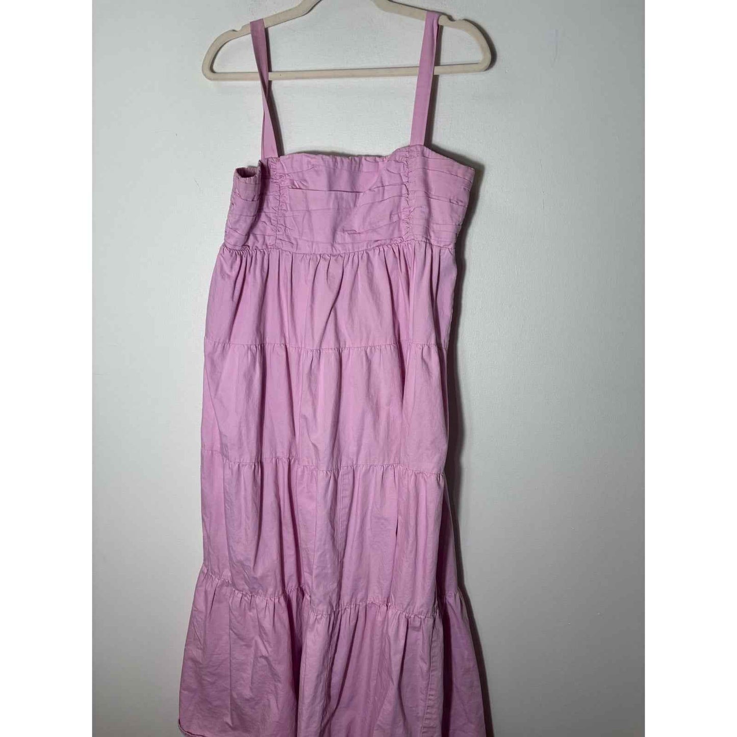 Zara Pink Cotton Tiered Summer Maxi Dress Sz XL
