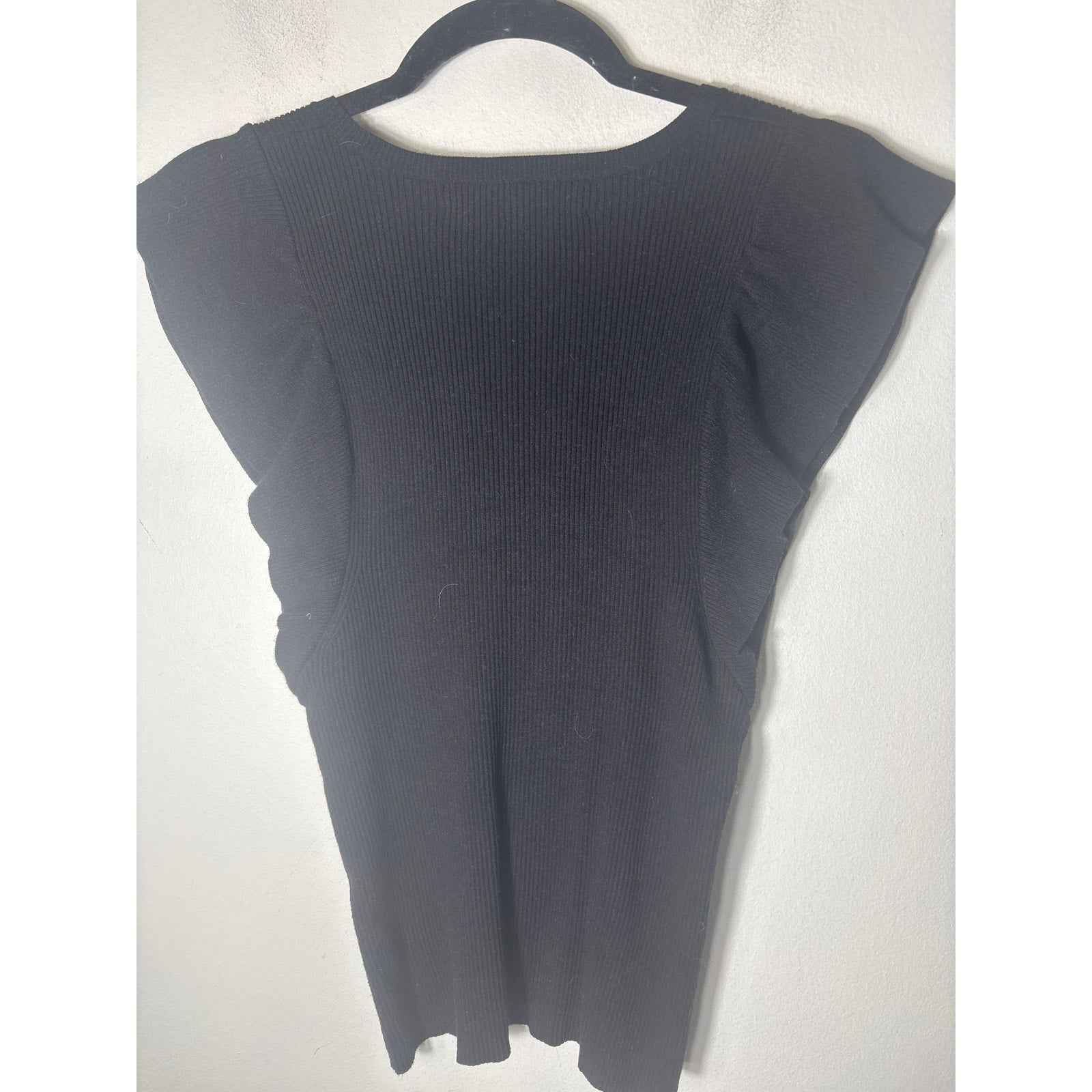 Marie Oliver Black Short Sleeve Ribbed Sweater Top sz S