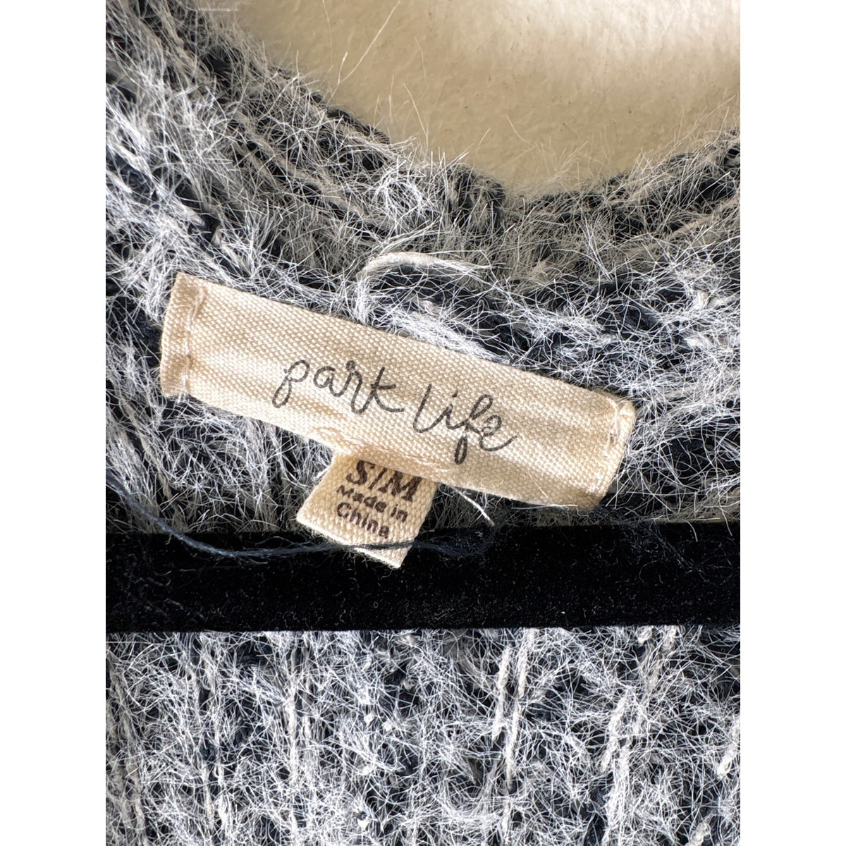 Park Life Black and White Long Sleeve Hooded Cardigan Sz S/M